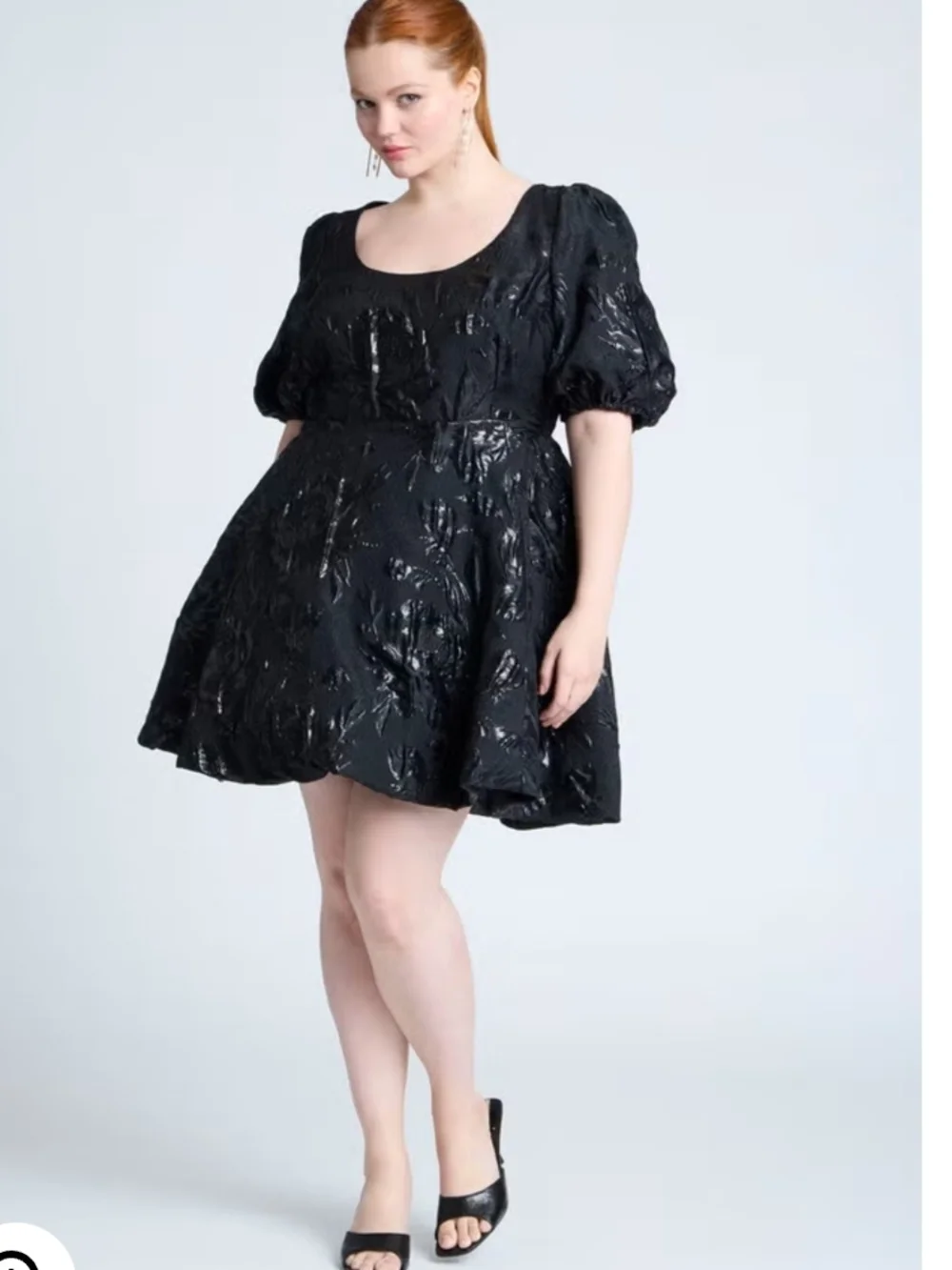 EloquiibElegant Black Puff-Sleeve Mini Dress Women Size 14 - Picture 3 of 14